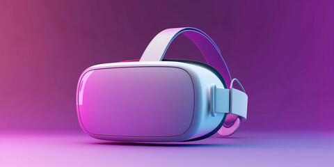 Aufkleber - Virtual reality headset immersive experience on vibrant neon background