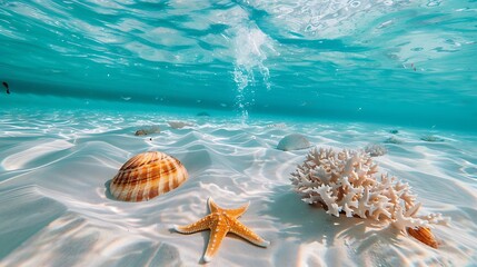 Wall Mural - Underwater Seashells and Starfish