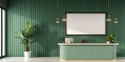 Poster - Modern office reception interior design with vertical garden wall