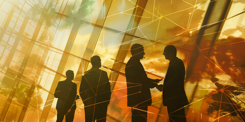 Poster - Businessmen discussing a project in a modern office building