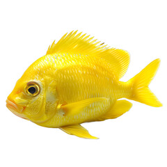 Wall Mural - [Transparent Background PNG]A Yellow Fish on a White Background