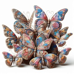 Poster - 83 72. a cluster of colorful butterflies with intricate patterns