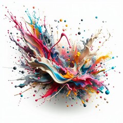 Poster - 101 141. Splatters of paint dripping down a canvas, creating a d