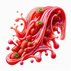Poster - 106 27. A wave of strawberry syrup dripping in a bright and colo