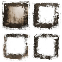 Vintage grey and sepia photo filter overlay grunge paper texture on transparent background