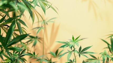 Poster - Marijuana plant in garden with space for text