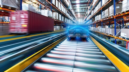 Aufkleber - factory environment with automated material handling systems, reducing downtime and optimizing supply chain logistics