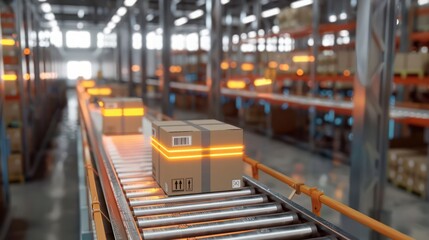 Aufkleber - factory environment with automated material handling systems, reducing downtime and optimizing supply chain logistics