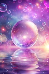 Poster - Magical pink and purple crystal ball with light reflections.