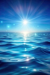 Wall Mural - Bright sunburst over a serene blue ocean.