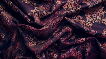 Canvas Print - Dark Purple Fabric with Floral Pattern.