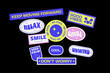 © Anamarija - Modern motivational cool sticker pack. Positive affirmation inspirational phrases. Isolated vector stamps, labels, patches, tags with text.