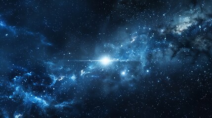 Wall Mural - Cosmic Starry Night with Nebulas and Bright Star
