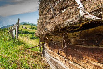 Wall Mural - Wood on old Motzen houses in the Apuseni Mountains, Romania