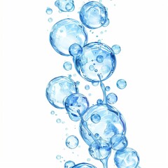 Poster - A vertical, seamless design of blue bubbles on white background
