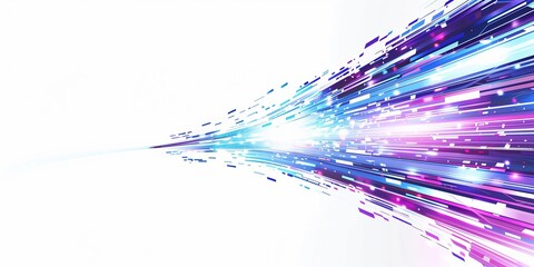 Poster - Blue and purple light streaks on a white background, with a speed effect