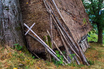 Wall Mural - Wood on old Motzen houses in the Apuseni Mountains, Romania