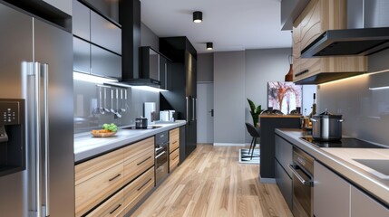 Canvas Print - A kitchen with a lot of counter space and a large oven