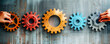 © LeManna - Human's hands connecting cog wheels on the table indoors. Concept of the teamwork and cooperation in business.