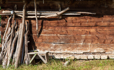 Canvas Print - Wood on old Motzen houses in the Apuseni Mountains, Romania