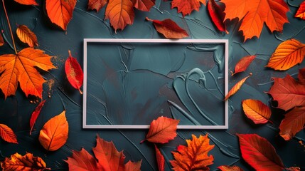 Wall Mural - Autumn Leaves on Yellow Background