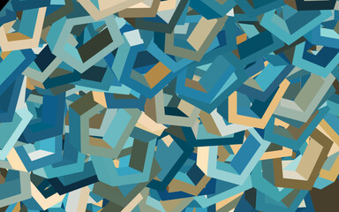 Poster - light blue, yellow vector backdrop with hexagons.