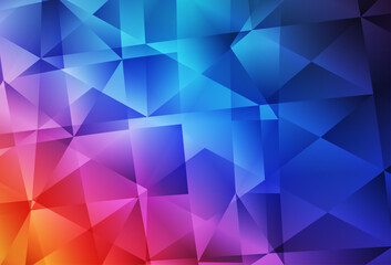Poster - light blue, red vector shining triangular backdrop.