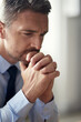 © Cecilie S W/peopleimages.com - Business man, stress and office with thinking and pray hands from debt and bankruptcy. Broker, financial and stock market crash at work with tired, fatigue and depressed employee with job mistake
