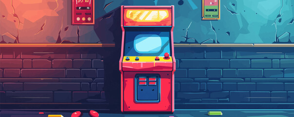 Retro arcade game cabinet with colorful buttons Vector flat minimalistic isolated illustration