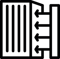 Poster - Line icon of a heat exchanger with arrows showing the airflow for cooling