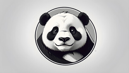 Wall Mural - Gentle panda logo design on white background. Generative AI