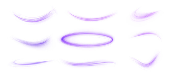 Leinwandbilder - Set of purple bright swirl on a white background, glowing spiral line effect. For web design and gaming industry.