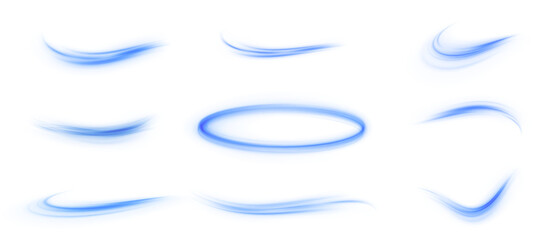 Leinwandbilder - Light blue swirl trail. A lightweight light swirl effect for character design and action effects in games. Vector white background.