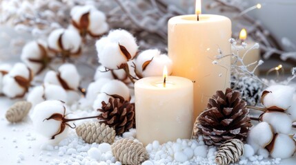 Poster - Snowy Winter Candle Arrangement