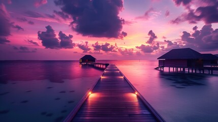 Sticker - Sunset Over Water Villas