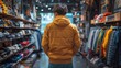 © Nidaime - man shopping for clothes in thrift store