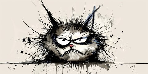  funny mad cat sketch