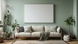 © addymawy - A Cozy Living Room with a White Sofa and a Blank Canvas Ready for Art