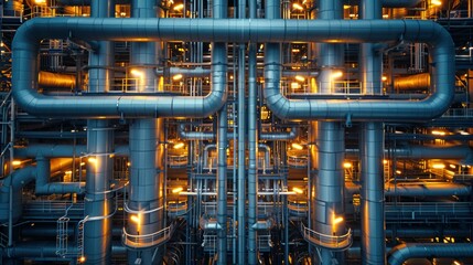 Canvas Print - A complex network of pipes and structures. AI.