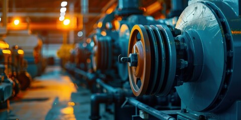 Canvas Print - Industrial machinery in a factory setting. AI.