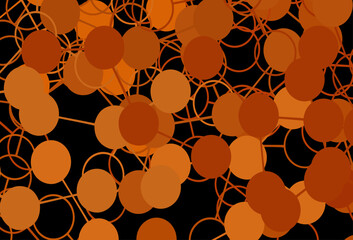 Wall Mural - dark orange vector background with bubbles.