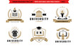 © maglyvi - University, college, school or academy classic style logo set Vol 1. Education label, emblem or badge collection with editable text.