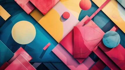 Poster - A vibrant abstract artwork featuring a variety of geometric shapes and colors