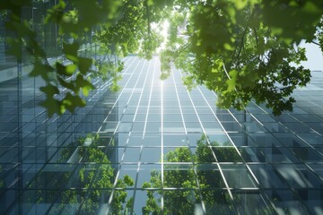 Wall Mural - Green Office Building. Eco-Friendly Architecture in a Modern Cityscape