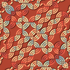 Fototapete - Geometric pattern of intertwined swirling shapes resembling stylized waves or ribbons. 3d rendering digital illustration