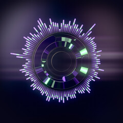 Leinwandbilder - Futuristic graphic elements with circular shapes and numerous lines. 3d rendering digital illustration
