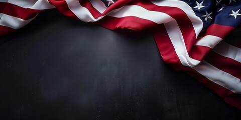 united states flag on dark background with text space. concept of celebrating labor day