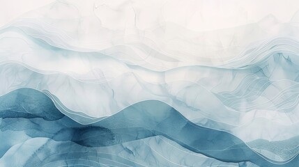 Wall Mural - Calming light blue and white wallpaper with delicate shimmering lines inspired by water gardens