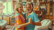 © mikhailberkut - Senior Couple Enjoying a Dance in a Vintage-Styled Living Room