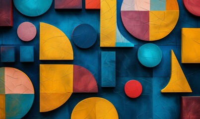 Aufkleber - a vibrant and colorful abstract background featuring various geometric shapes, including circles, sq